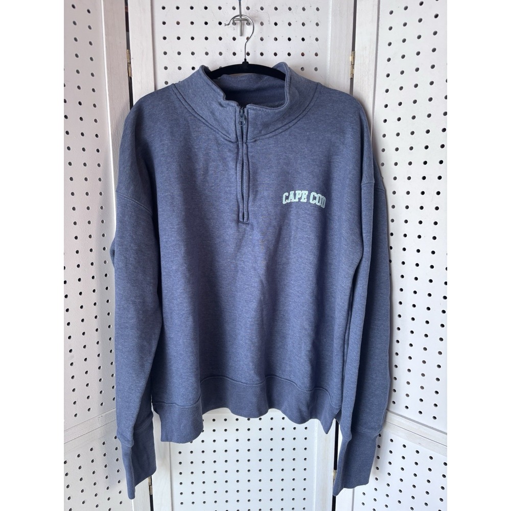 Cuffy's Cape Cod Logo 1/4 Zip Fleece Sweatshirt Women's‎ Lg Soft Pullover Blue